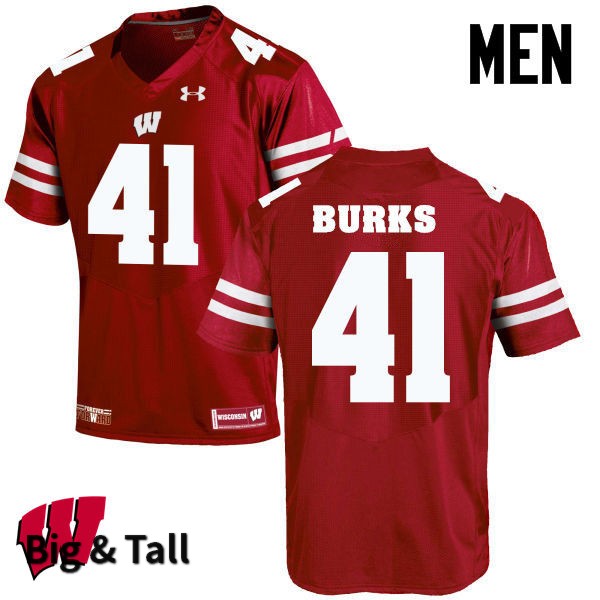 Wisconsin Badgers Men's #41 Noah Burks NCAA Under Armour Authentic Red Big & Tall College Stitched Football Jersey XT40N34BC